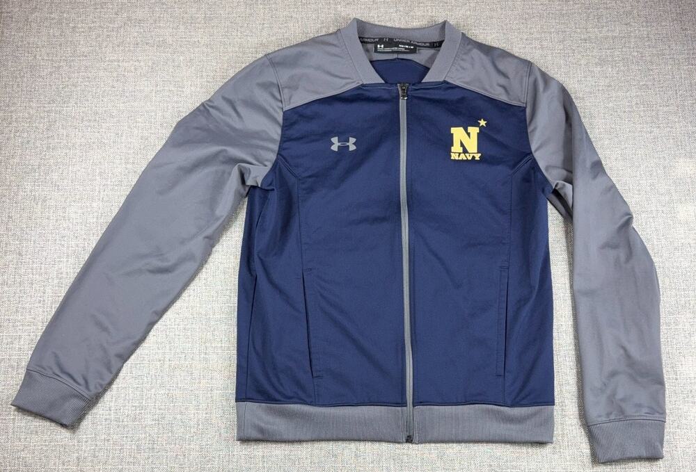 Under Armour Navy Midshipmen Jacket Men M US Naval Academy Full Zip Blue Gray
